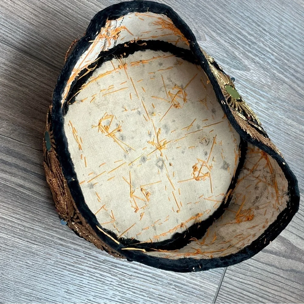 Embroidered Black and Gold Hat